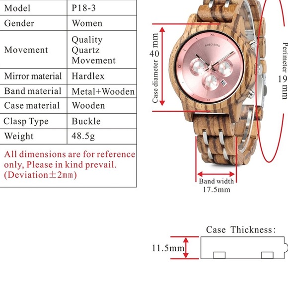WOMANS PINK WOODEN FASHION WORK WATCH NEW - Picture 6 of 10